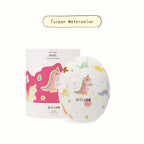 Turpan Watermelon dinosaur egg scented candle with colorful dino pattern on round container